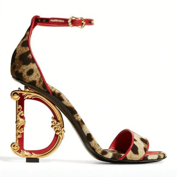 Dolce & Gabbana Shoes - Dolce & GABBANA cherry leopard print Kiera sandals with DG brogue heels 38 sz 8